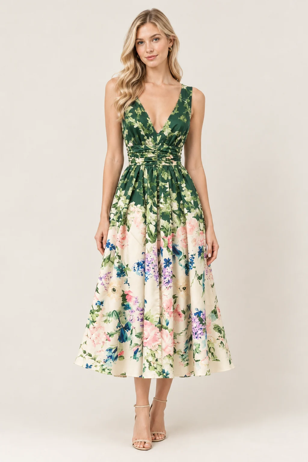 Botanical-print dress from the YR Apparel showroom