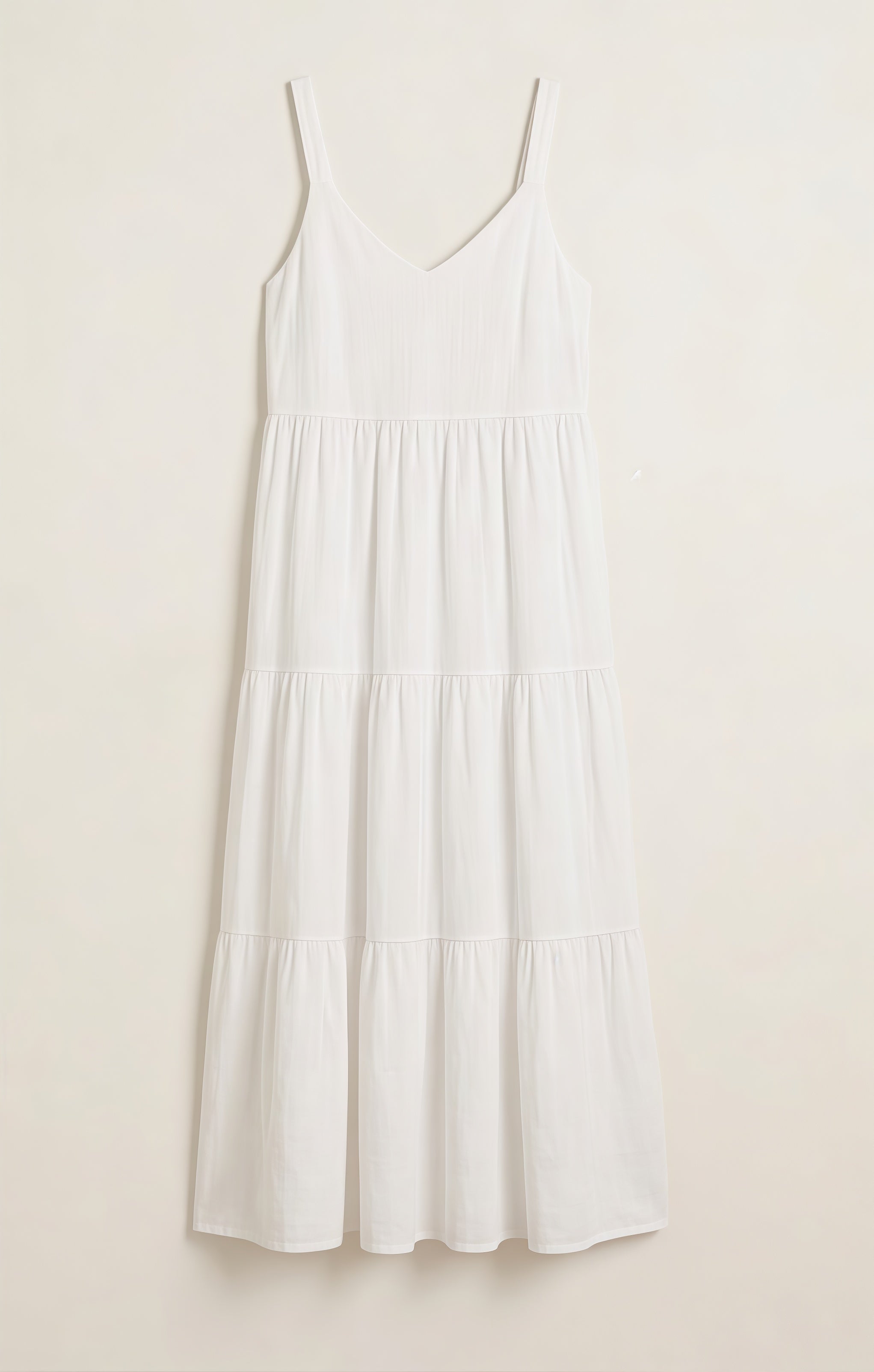 Masie V-Neck Cotton Tiered Maxi Dress – Salt White