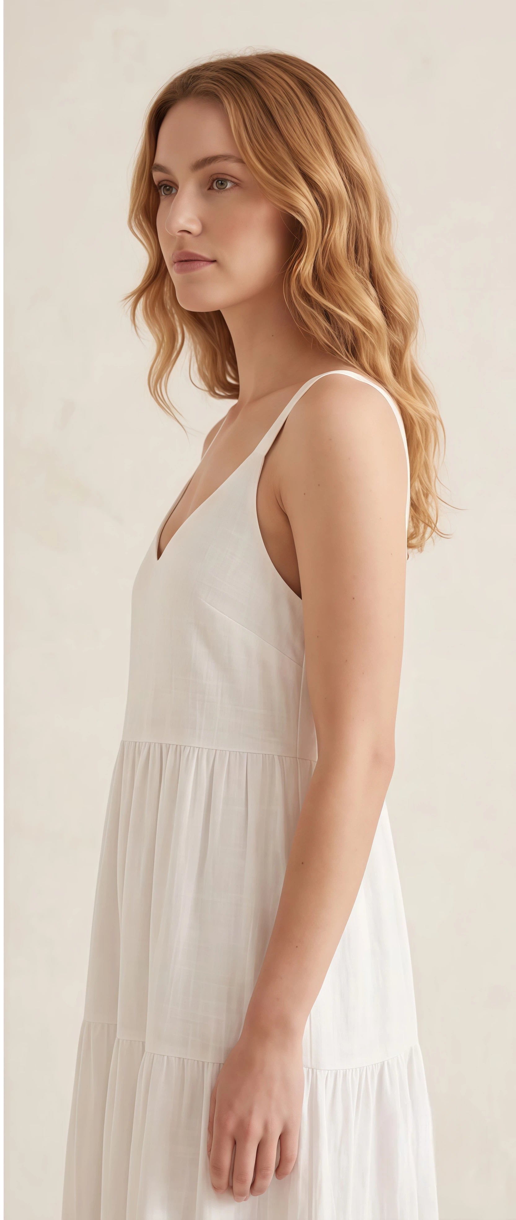 Masie V-Neck Cotton Tiered Maxi Dress – Salt White