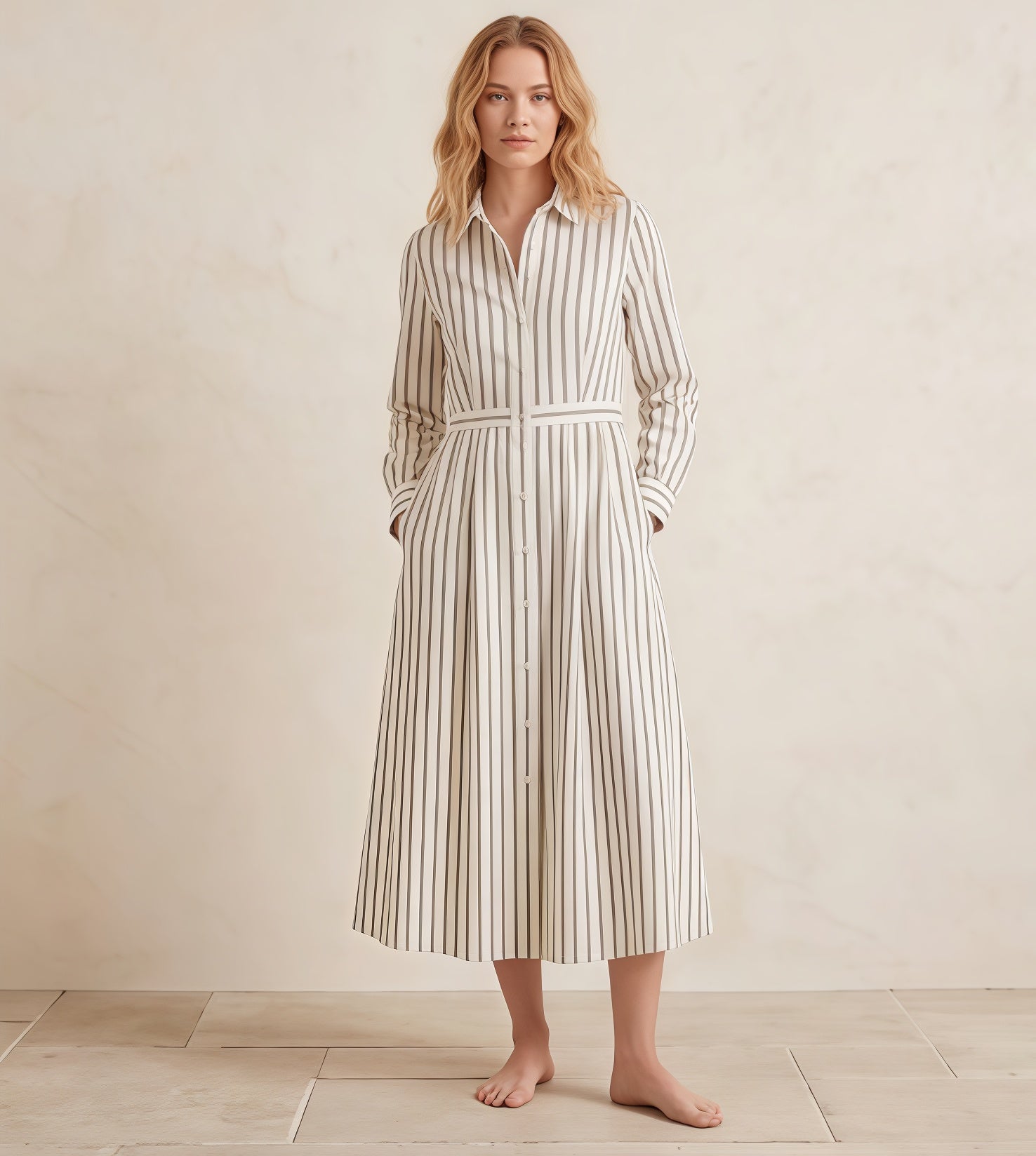 Long Sleeve Shirt Dress – Marina Stripe
