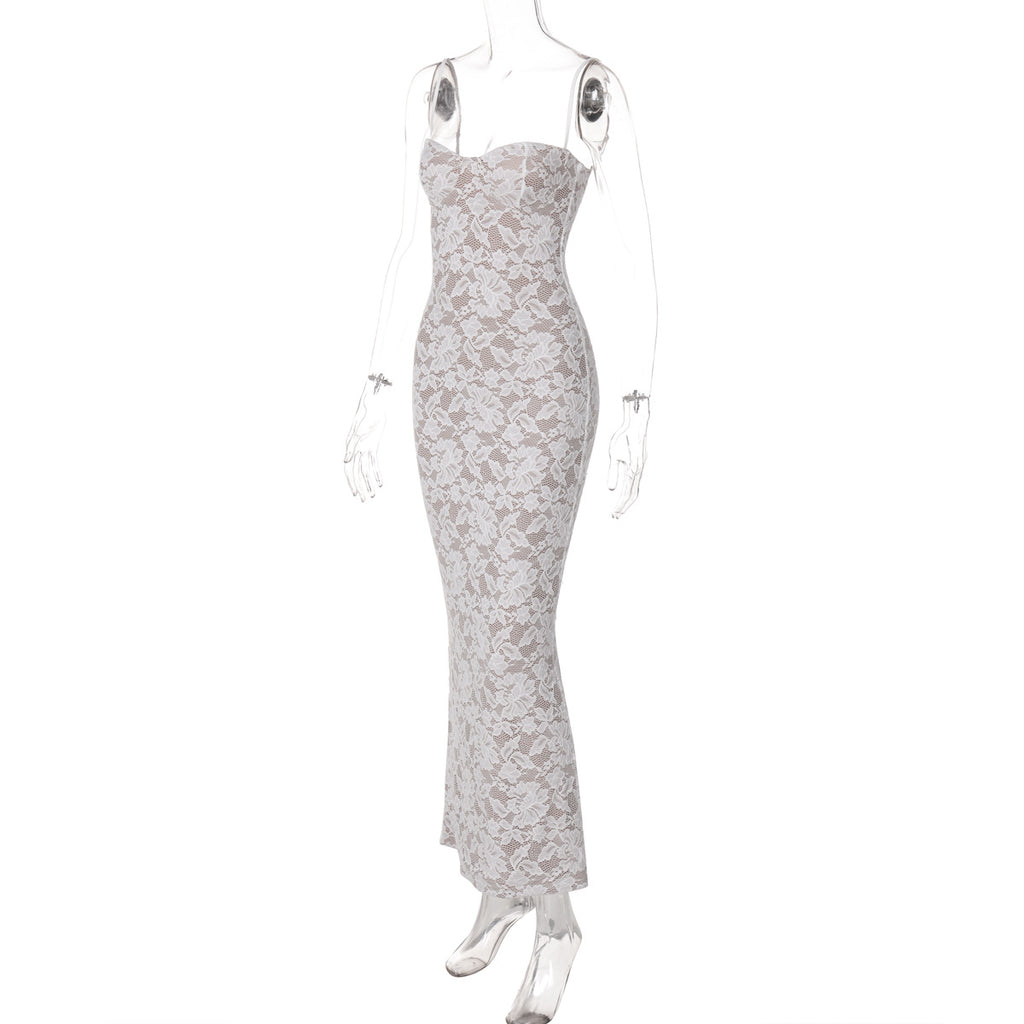 Elegant Floral Lace Maxi Dress - Bodycon Cami Mermaid Long Dress (Wholesale)