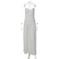 Polka Dot Patchwork Maxi Dress - Retro Halter Vacation Long Dress (Wholesale)