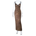 Leopard Print V-Neck Spaghetti Strap Maxi Dress with Contrast Trim - Wholesale & Low MOQ